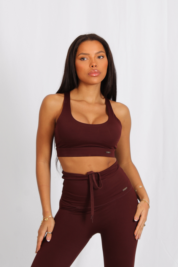 Cross Back Sports Bra Burgundy