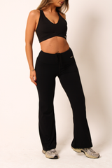 Petite High Waisted Wide Leg Flares Black