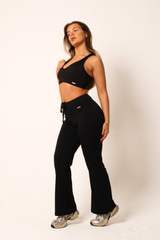 Petite High Waisted Wide Leg Flares Black