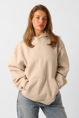 Basic Oversized Kangaroo Pocket Hoodie Greige