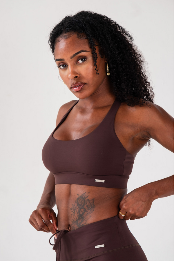 Cross Back Sports Bra Espresso