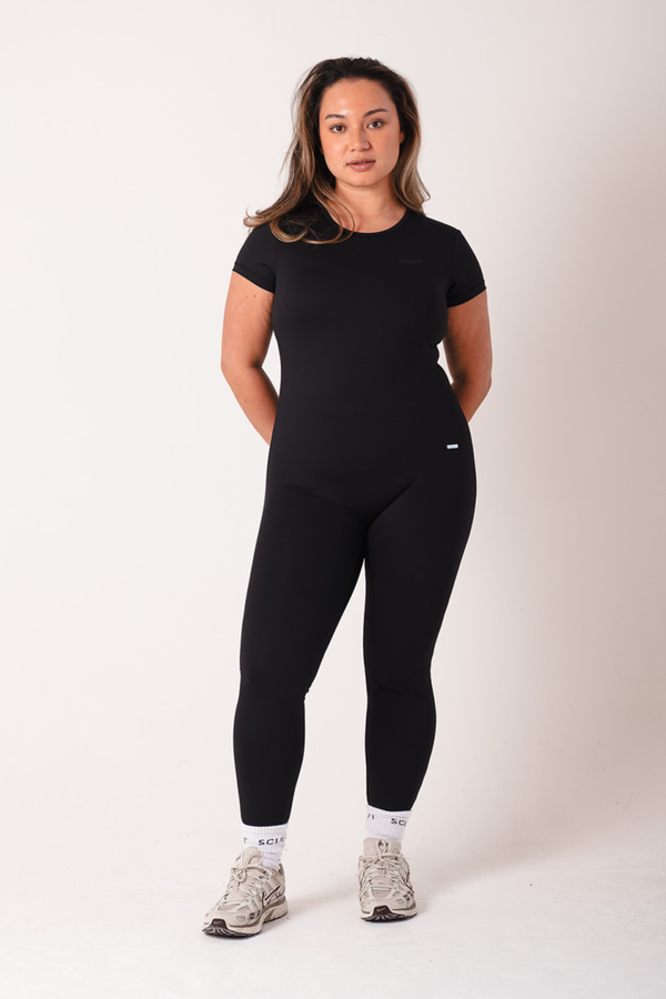 Signature Short Sleeve Jumpsuit Black