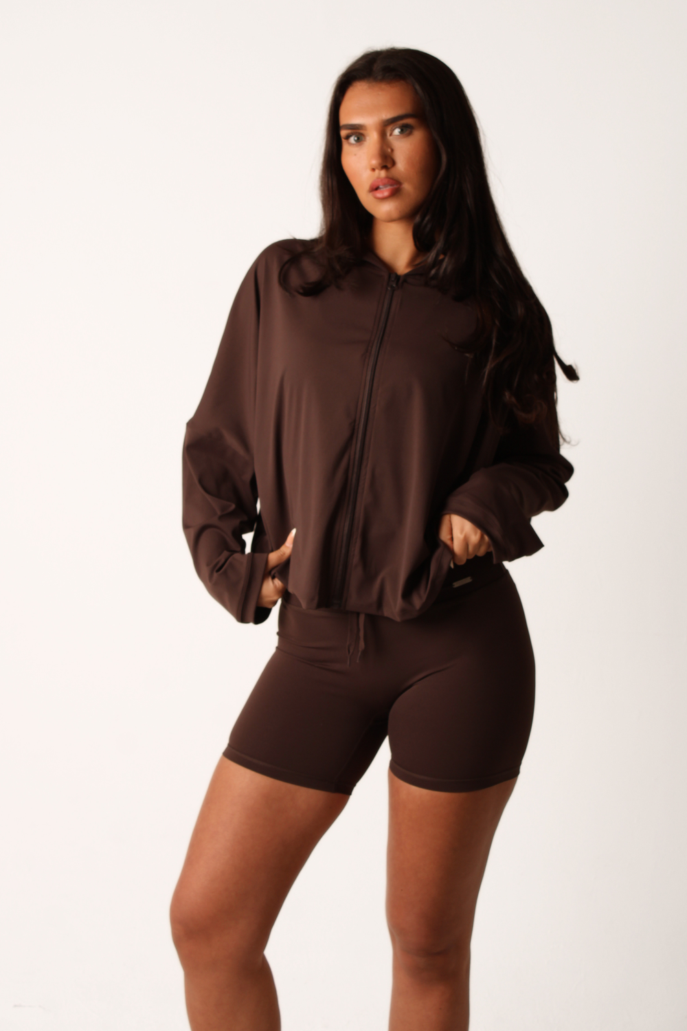 Oversized Light Zip Through Jacket Espresso