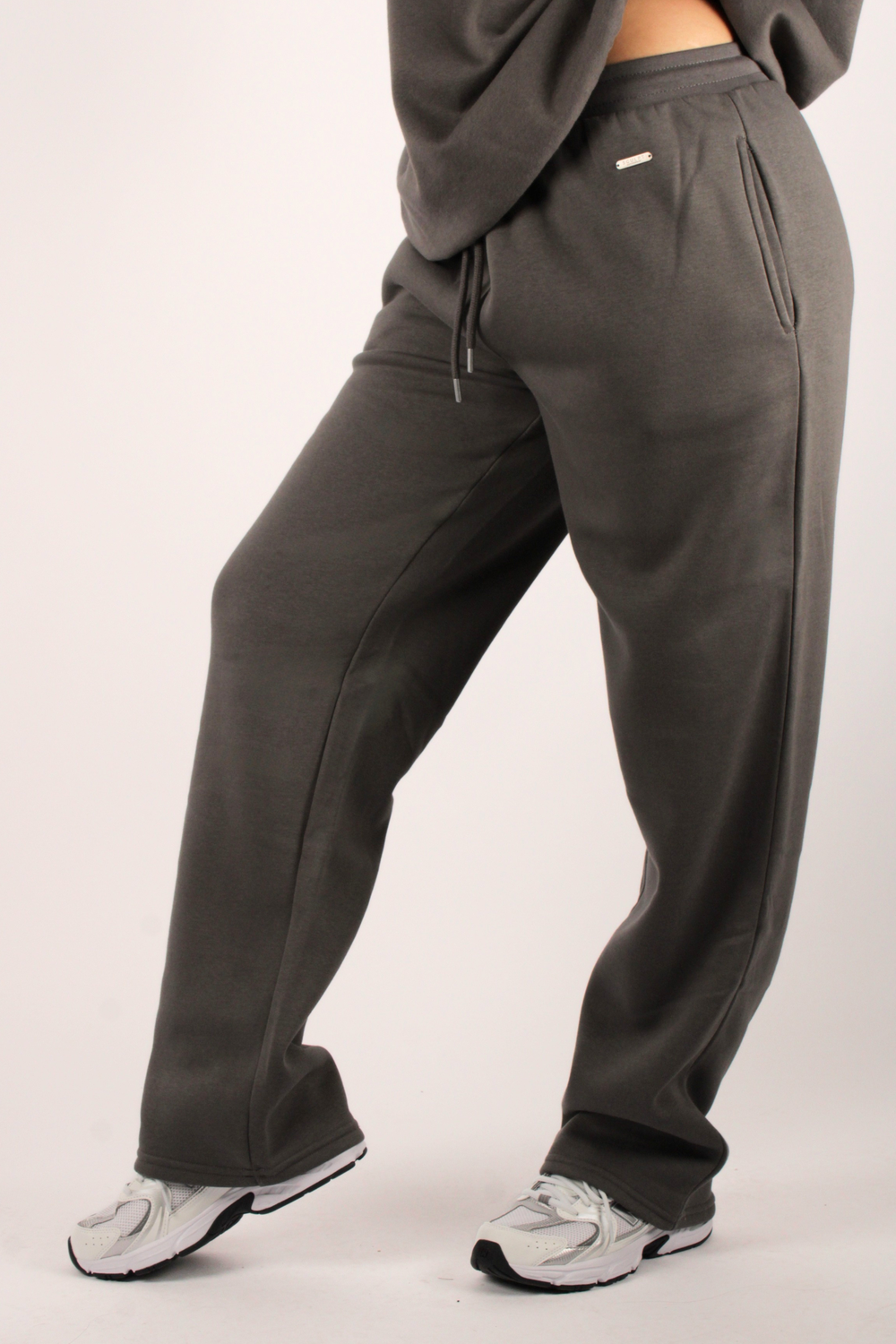 Basic Straight Leg Elasticated Joggers Dark Grey