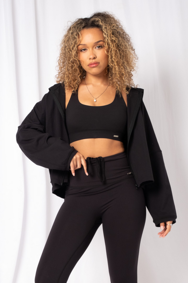 Oversized Light Zip Through Jacket Matte Black