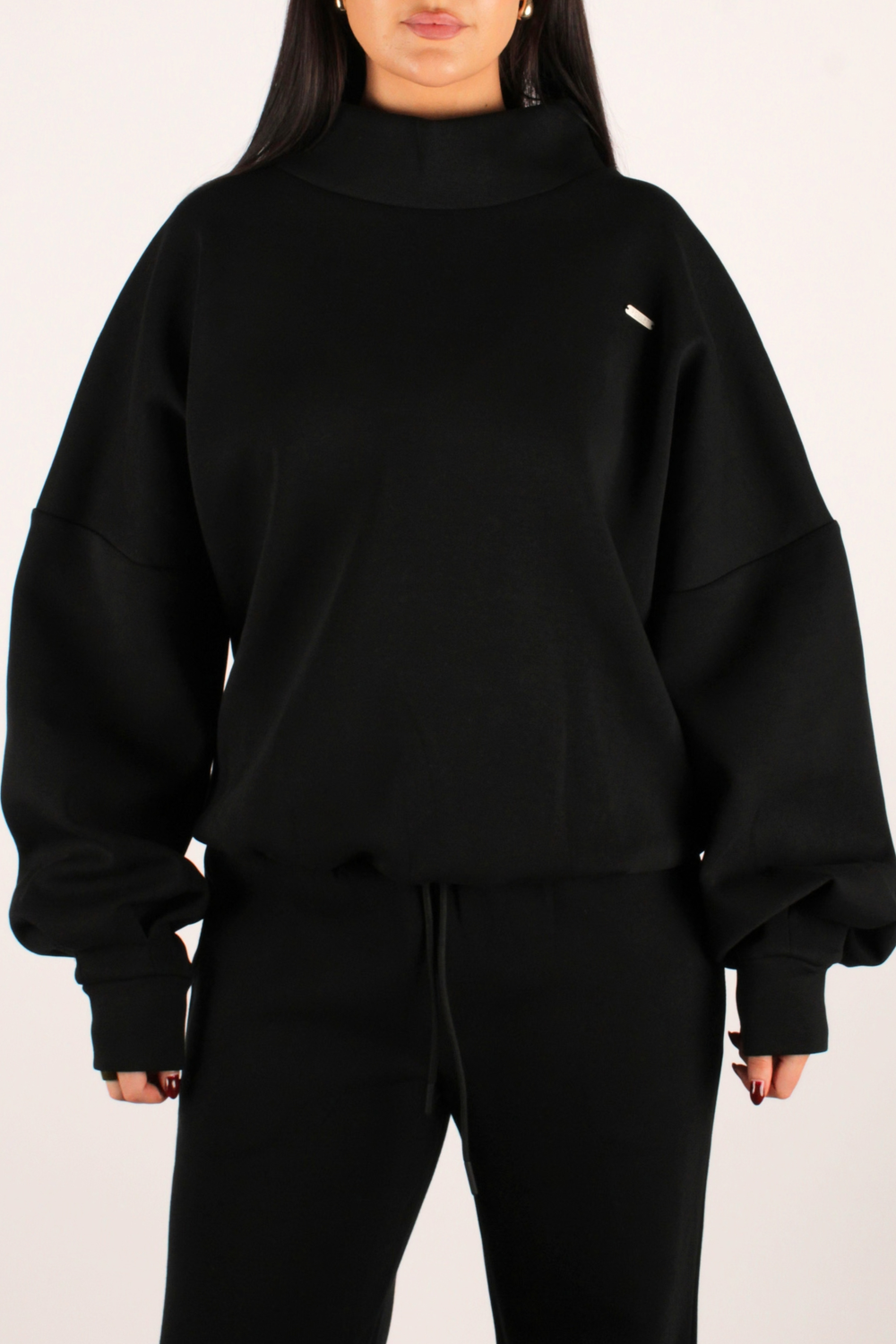 Signature Funnel High Neck Oversized Jumper Black