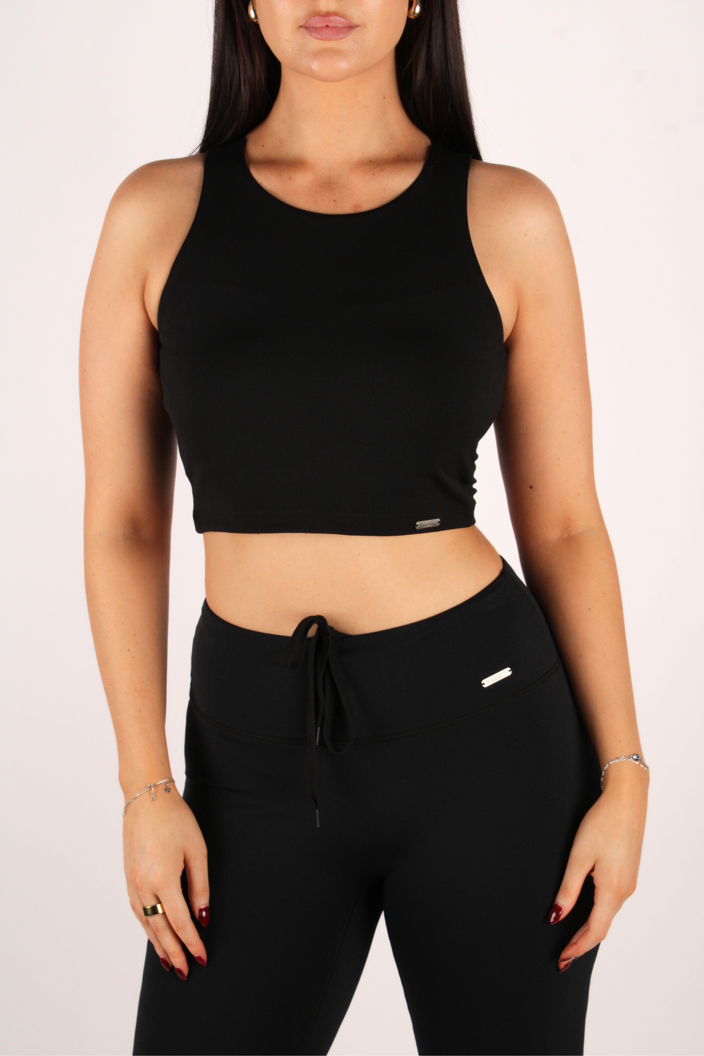 Signature Racer Crop Built In Bra Top Black