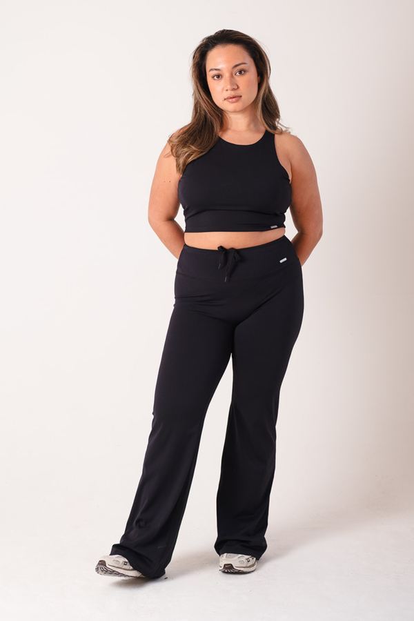 Regular High Waisted Wide Leg Flares Black