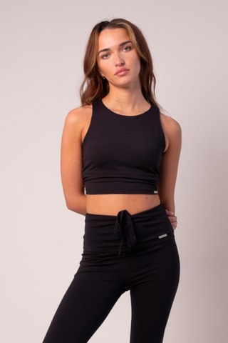Signature Racer Crop Built In Bra Top Black