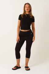 High Waisted 3/4 Capri Leggings Black