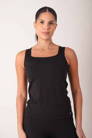 Performance Fitted Square Neck Vest Black