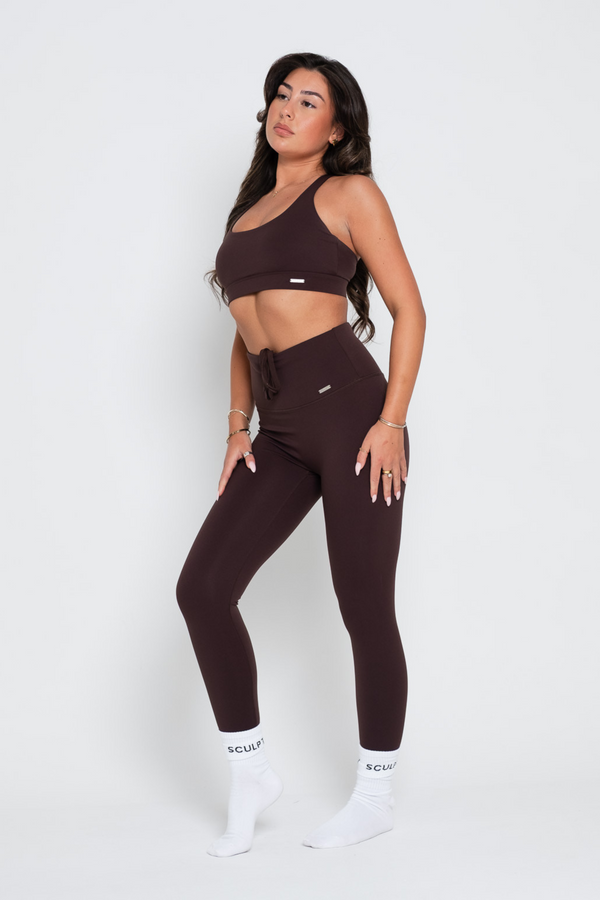 Hybrid High Waisted Leggings Espresso