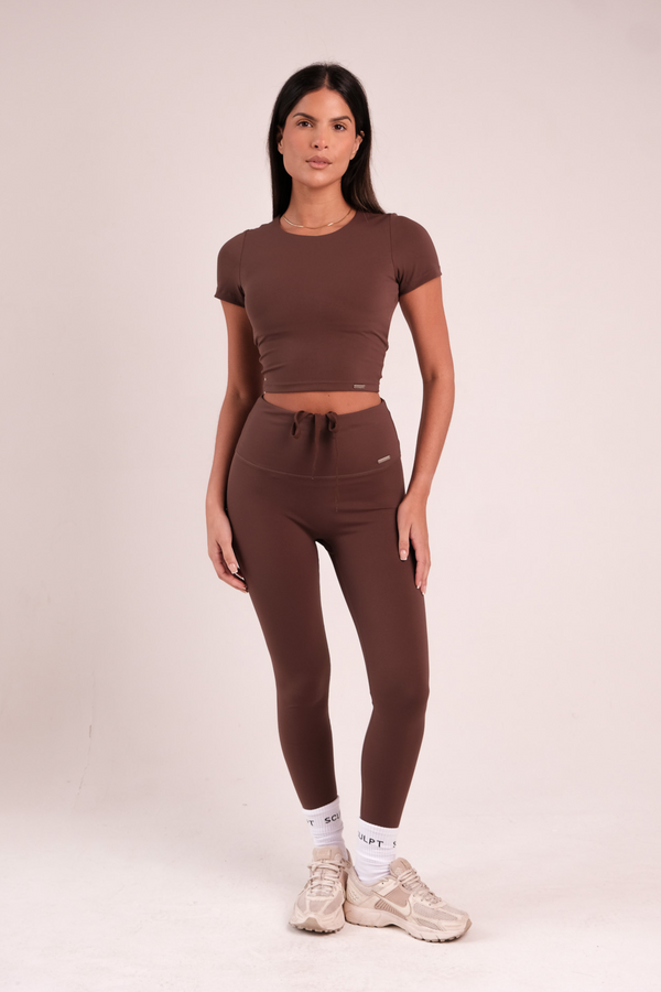 Hybrid High Waisted Leggings Chocolate