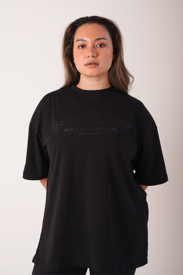 Signature Oversized Short Sleeve Logo T-Shirt Black