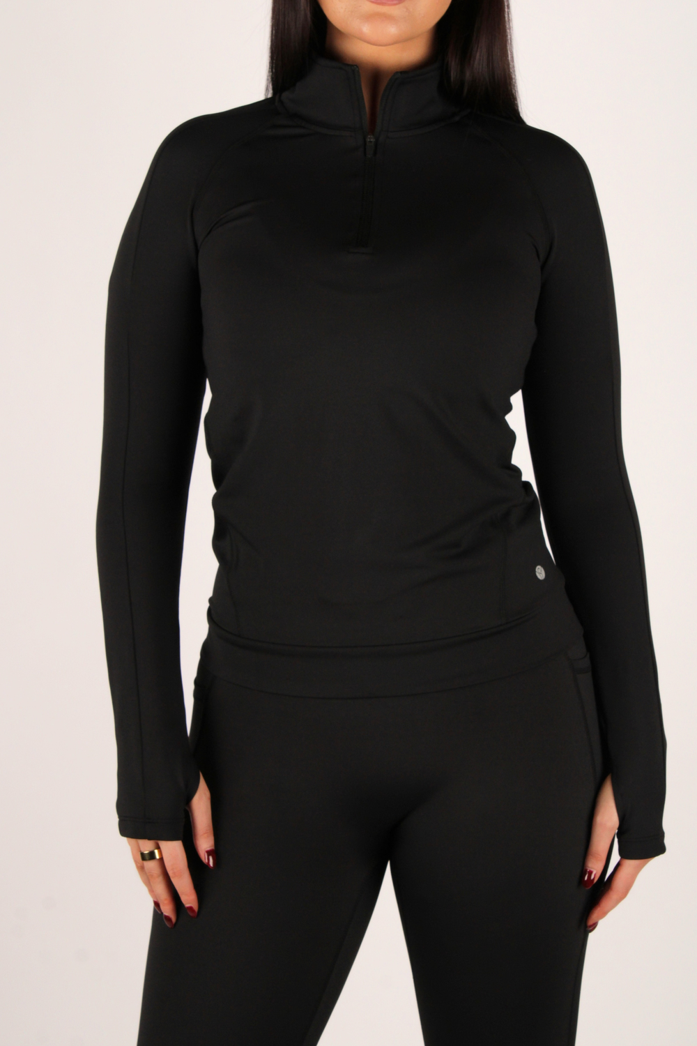 Performance 1/4 Zip Fitted Top Black