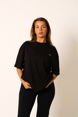 Basic Oversized Short Sleeve Boyfriend Tee Black
