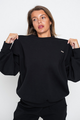 Crew Neck Oversized Jumper Black