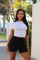 Basic Fitted Short Sleeve Cropped T-Shirt Dove Grey