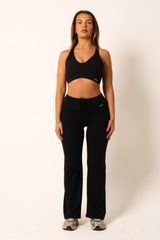 Petite High Waisted Wide Leg Flares Black