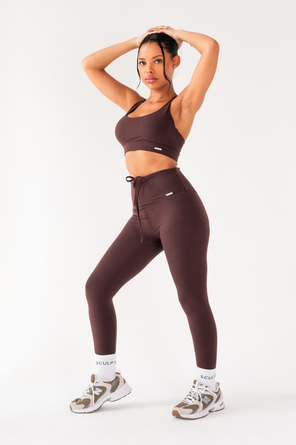 Hybrid High Waisted Leggings Espresso