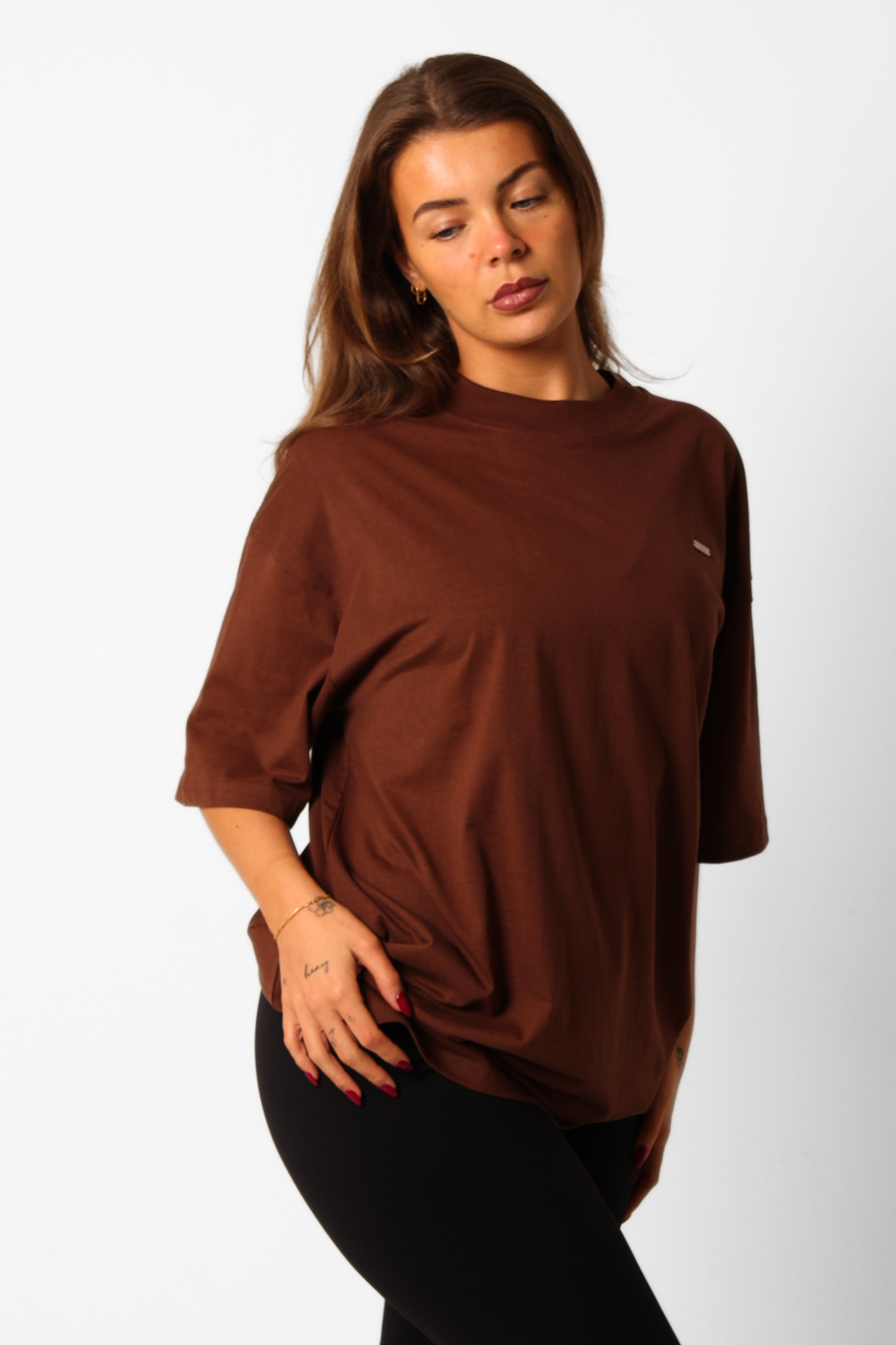 Basic Oversized Short Sleeve Boyfriend T-Shirt Brown