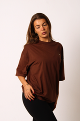 Basic Oversized Short Sleeve Boyfriend Tee Brown
