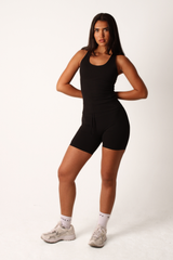 High Waisted Mid Length Shorts Black