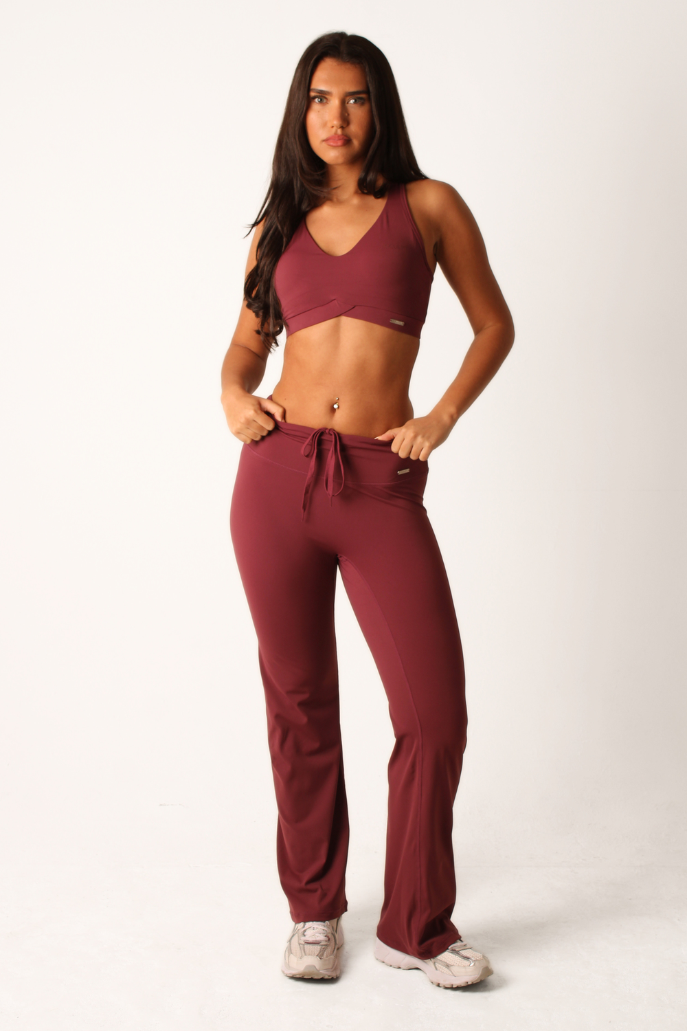Regular High Waisted Wide Leg Flares Açai