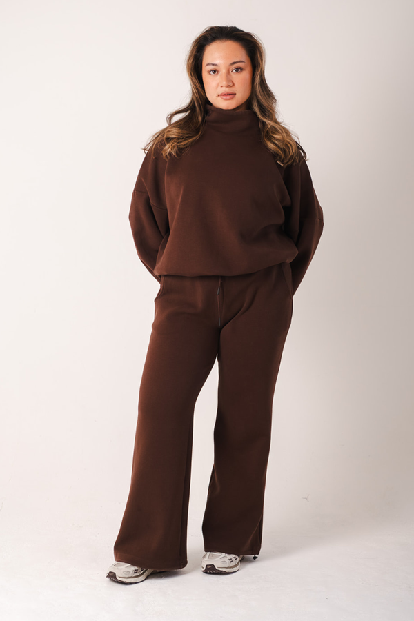 Adjustable Wide Leg Oversized Joggers Cocoa