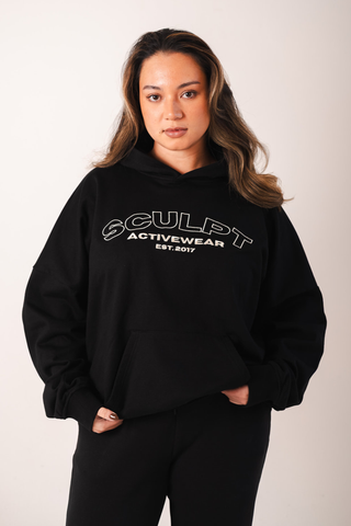 Signature Oversized Logo Hoodie Black