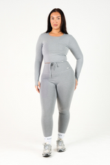 Hybrid High Waisted Leggings Grey Marl