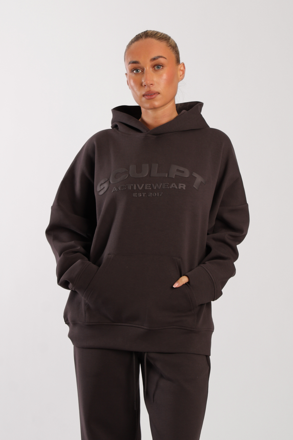 Oversized Printed Logo Hoodie Charcoal