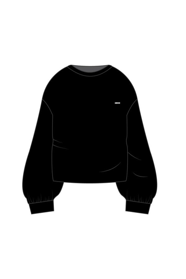 Crew Neck Oversized Jumper Black