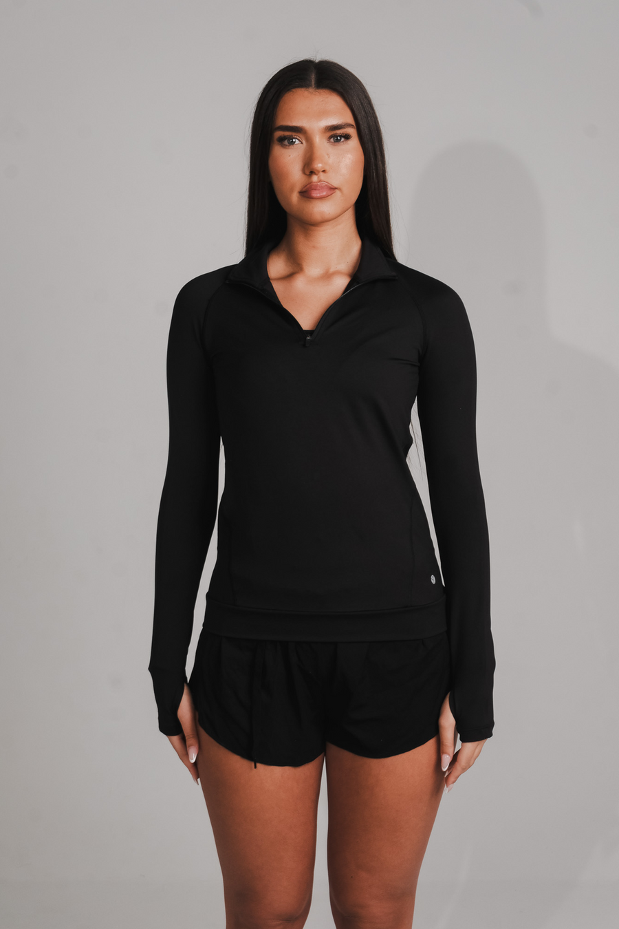 Performance 1/4 Zip Fitted Top Black