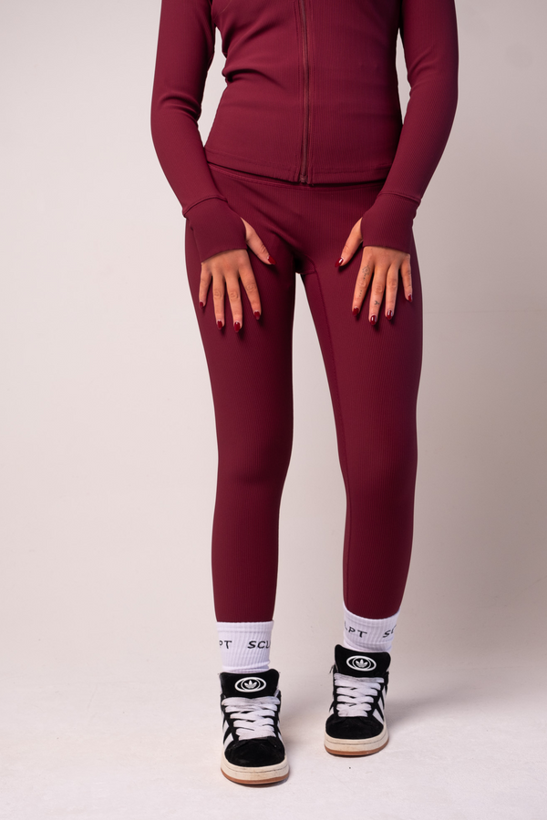 Ribbed Leggings Burgundy