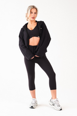 High Waisted 3/4 Capri Leggings Matte Black