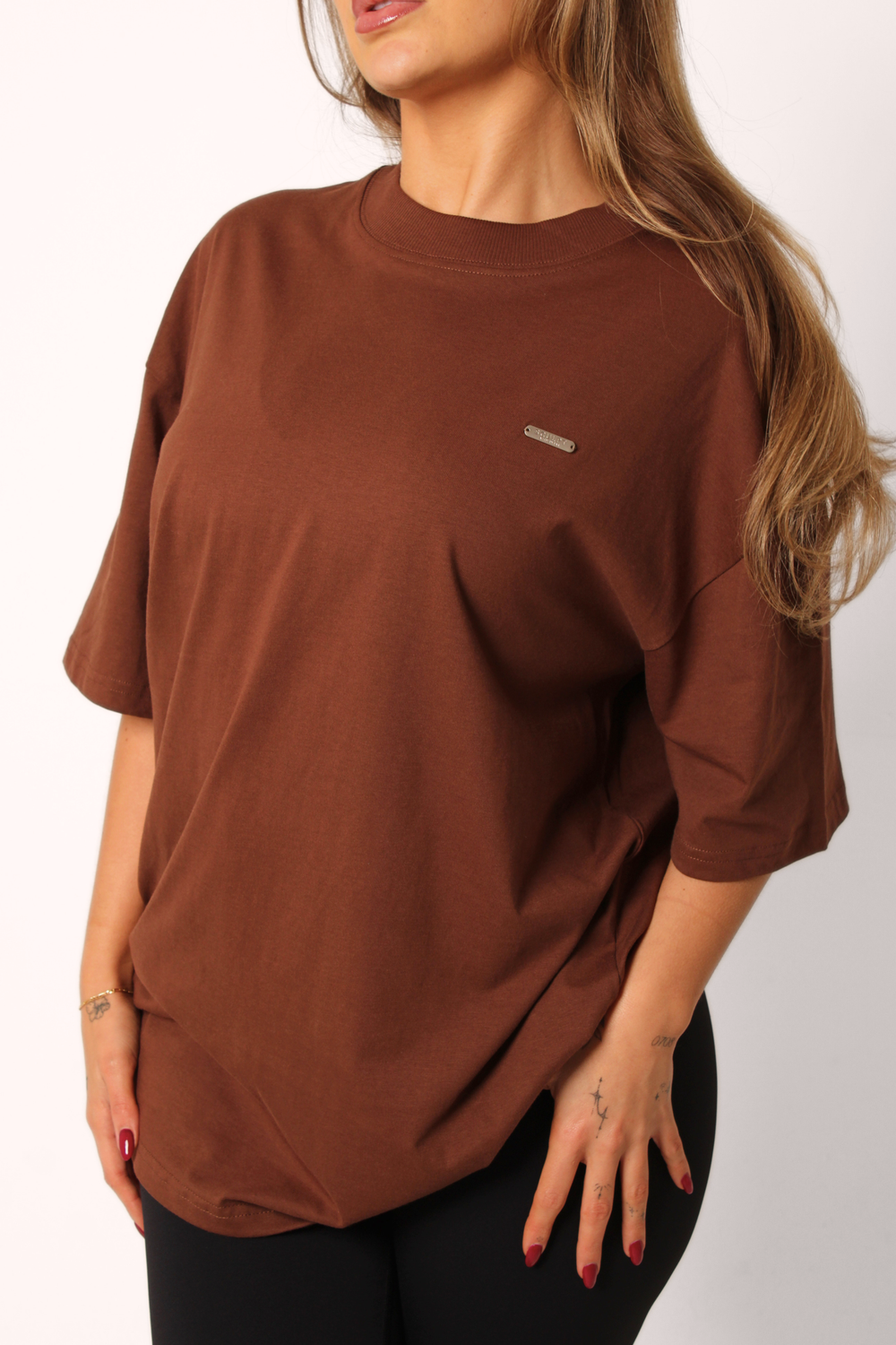 Basic Oversized Short Sleeve Boyfriend T-Shirt Brown