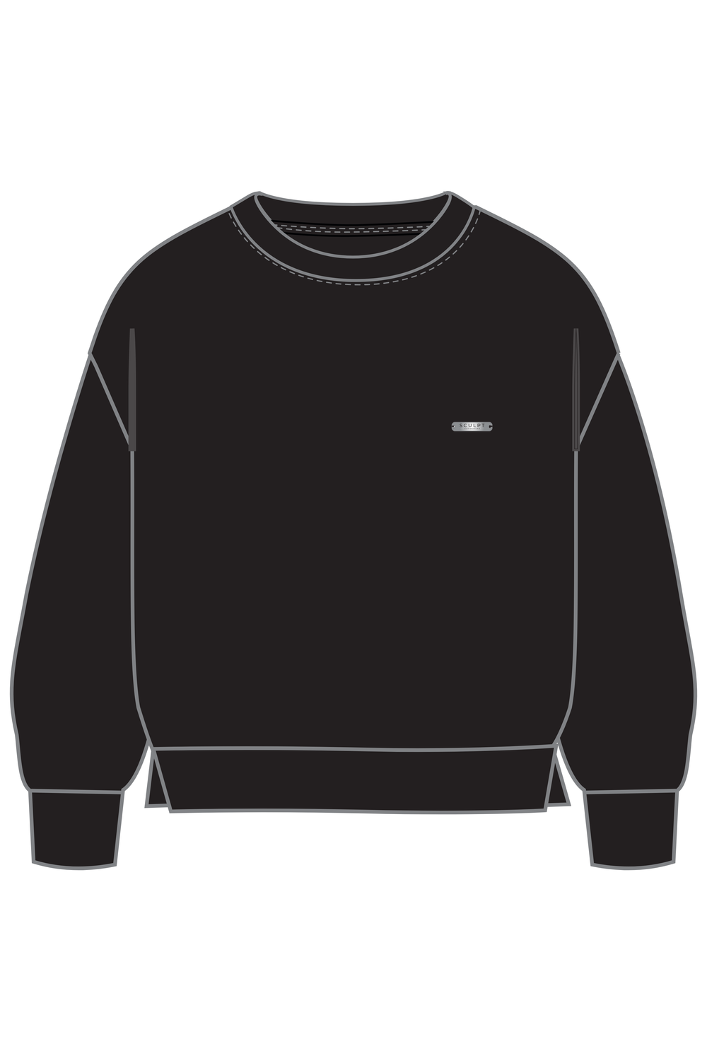 Crew Neck Long Sleeve Sweatshirt Black