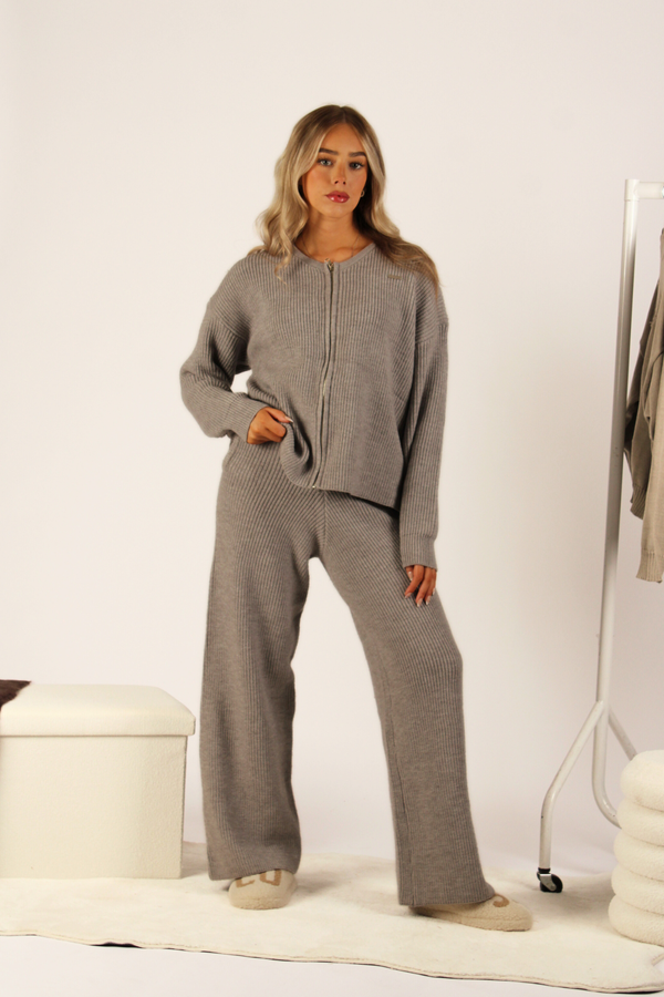 Teddy Knit High Waisted Trousers Haze