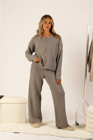 Teddy Knit High Waisted Trousers Haze