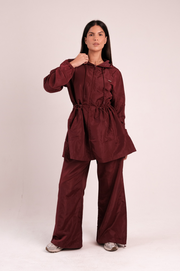 Lightweight Longline Zipped Jacket Maroon