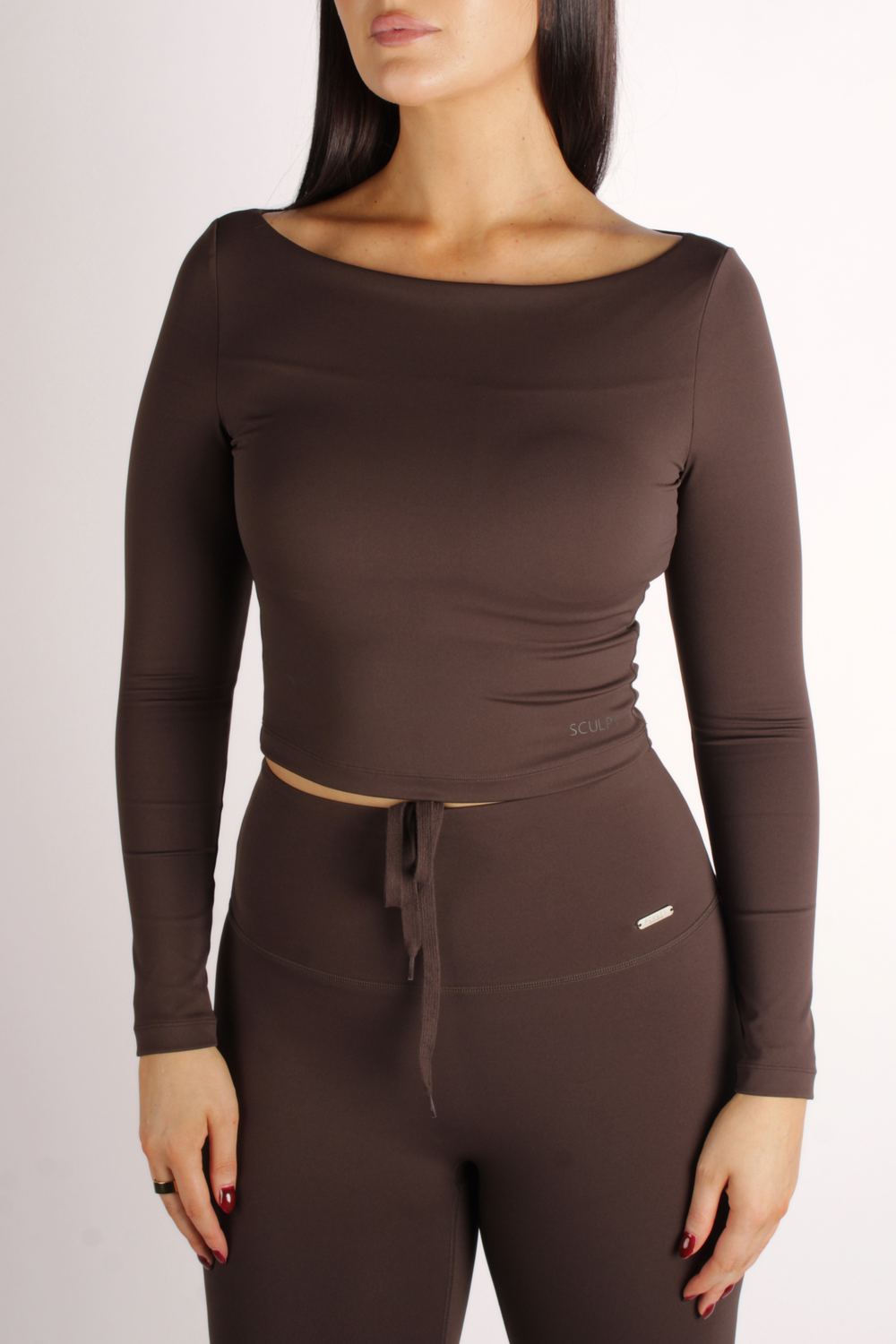 Longsleeve Boat Neck Top Espresso