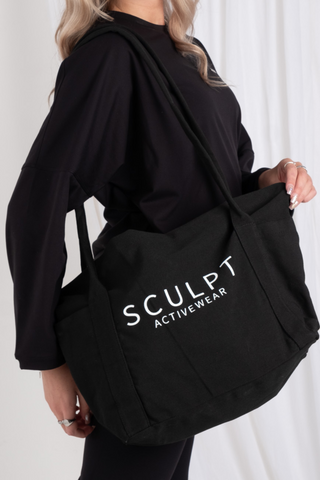 Sculpt Signature Canvas Tote Bag Black