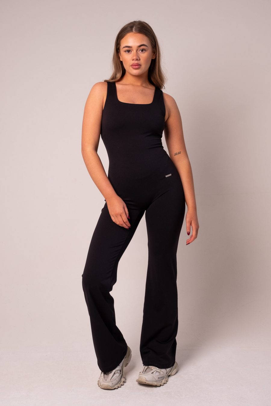 Square Neck Flared Jumpsuit Onyx