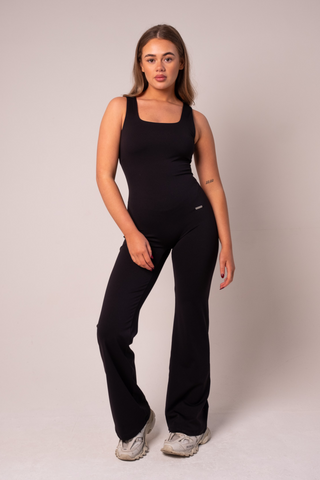 Square Neck Flared Jumpsuit Onyx