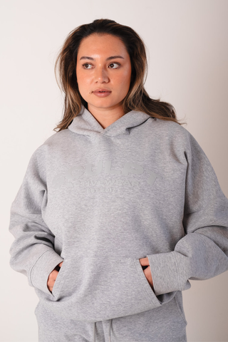 Oversized Printed Logo Hoodie Heather Grey