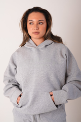 Oversized Printed Logo Hoodie Heather Grey