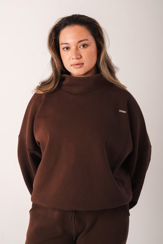 Lounge High Neck Oversized Jumper Cocoa