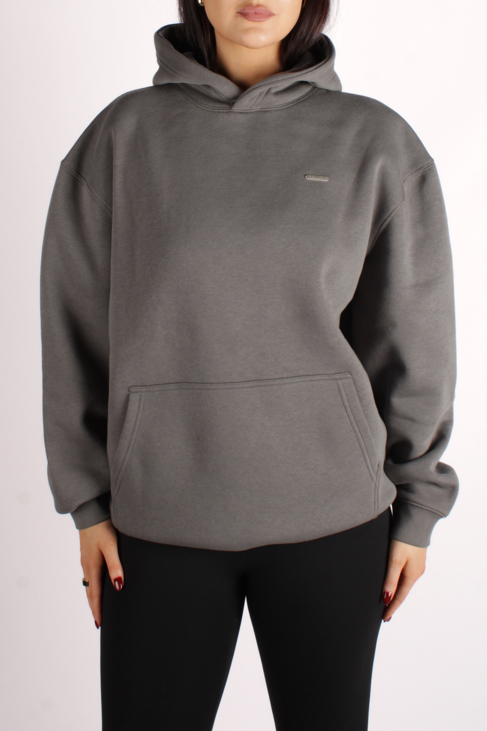 Basic Oversized Kangaroo Pocket Hoodie Dark Grey