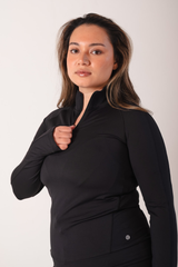 Performance 1/4 Zip Fitted Top Black